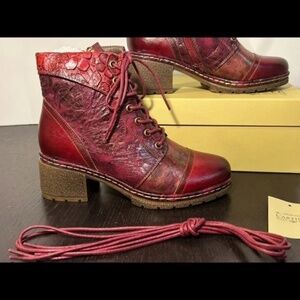 L'Artiste by Spring Step Leather Boots Fallinluv Bordeaux Size EU 37/US 6.5-7